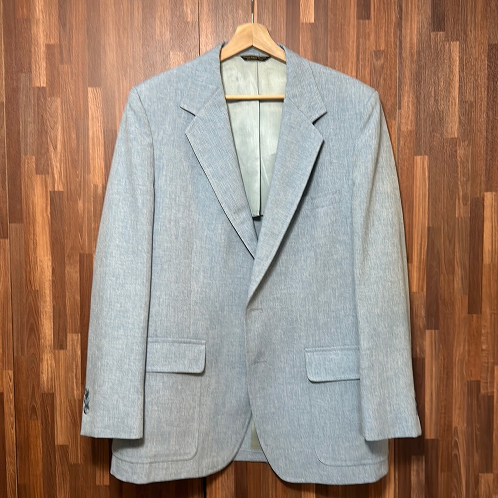 Vtg Palm Beach Blue Woven Sport Coat Blazer Jacket